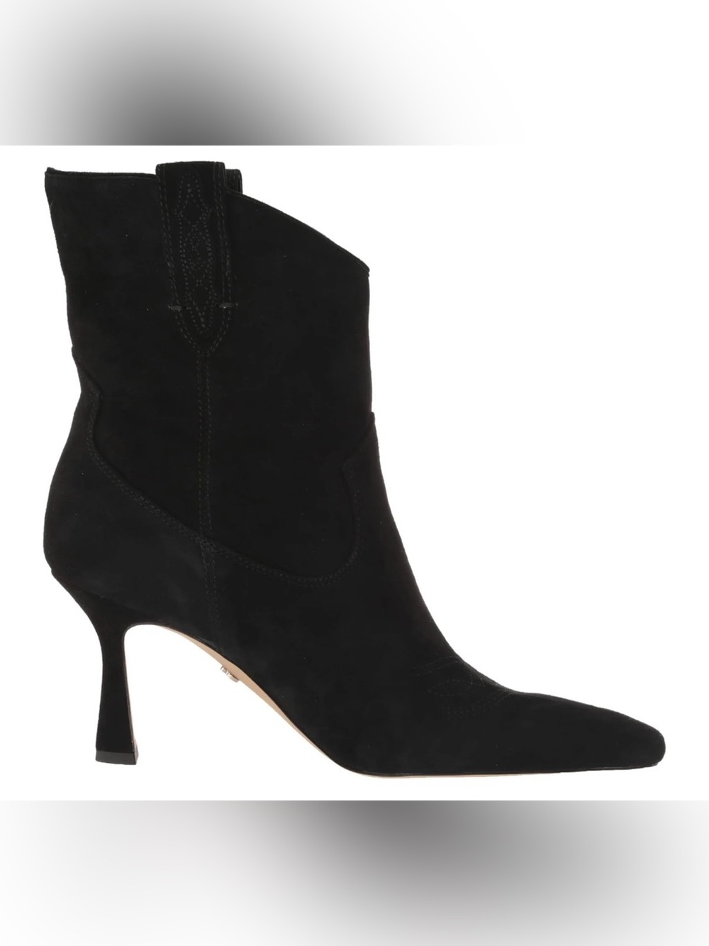 NWT Sam Edelman Moe Black Suede Pointed-Toe Western Ankle Boot